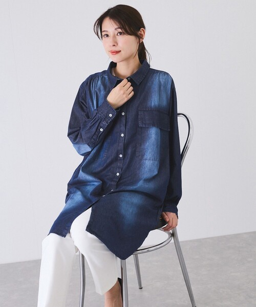 Jayro(ジャイロ)の「デニムチュニックシャツ(シャツ/ブラウス・レディース・グレー/ブルー系その他2・38)」の14枚目の写真