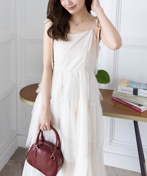 clear（クリア）の「【低身長サイズ有】チュールティアードキャミワンピース[バレエコア ガーリー フェミン 大人]≪2025SS新作≫（ワンピース・レディース・アイボリー/ブラック・F/XS）」の18枚目の写真