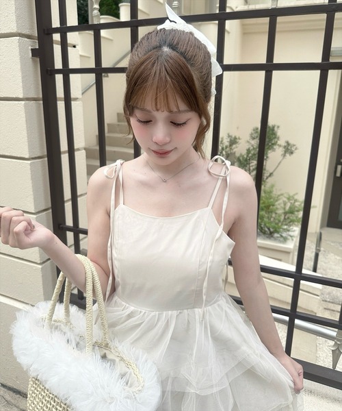 clear（クリア）の「【低身長サイズ有】チュールティアードキャミワンピース[バレエコア ガーリー フェミン 大人]≪2025SS新作≫（ワンピース・レディース・アイボリー/ブラック・F/XS）」の19枚目の写真