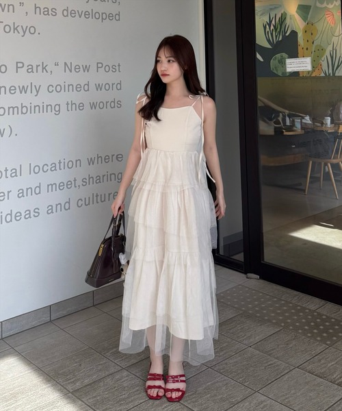 clear（クリア）の「【低身長サイズ有】チュールティアードキャミワンピース[バレエコア ガーリー フェミン 大人]≪2025SS新作≫（ワンピース・レディース・アイボリー/ブラック・F/XS）」の22枚目の写真