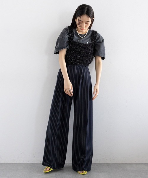 【古着】00's ワイドスラックス フルレングス ラメ入り モード 古着】00´s ワイドスラックス フルレングス ラメ入り モード メンズ