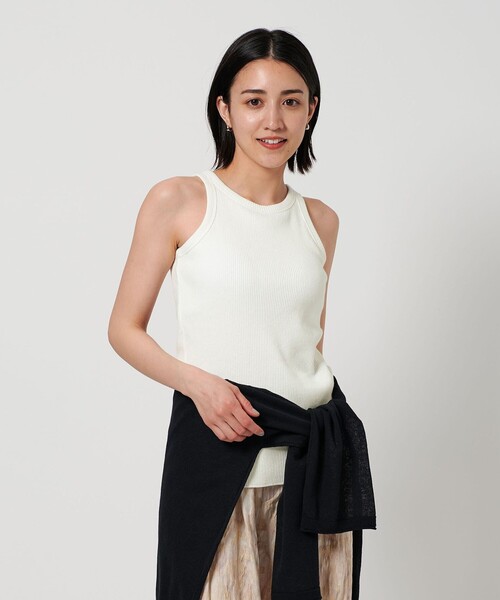 BEAUTY&YOUTH UNITED ARROWS（ビューティーアンドユースユナイテッドアローズ）の「リブ アメリカンスリーブ タンクトップ（タンクトップ・レディース・オフホワイト/ダークグレー/ベージュ・FREE）」の2枚目の写真