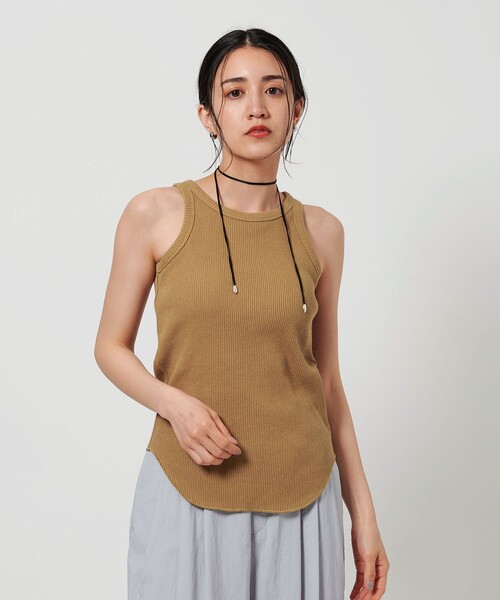 BEAUTY&YOUTH UNITED ARROWS（ビューティーアンドユースユナイテッドアローズ）の「リブ アメリカンスリーブ タンクトップ（タンクトップ・レディース・オフホワイト/ダークグレー/ベージュ・FREE）」の4枚目の写真