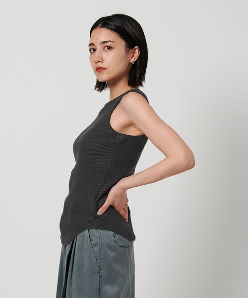 H BEAUTY&YOUTH❗️新品　リブアメリカンスリーブタンクトップ　黒 H＞リブアメリカンスリーブタンクトップ（タンクトップ）｜H