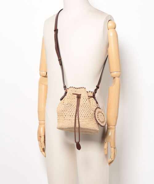 スペインSfera★旬スタイル バケツ型ラフィア風ショルダー★2色 Falabella Raffia Crochet Bucket Bag / ファラベラ ラフィア
