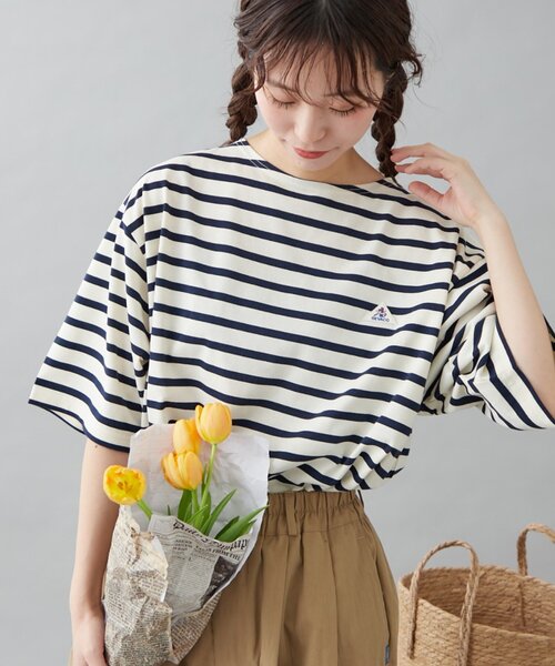 GEVACO（ゲバコ）の「【GEVACO】ボートネック半袖ボーダーTEE（Tシャツ/カットソー・レディース・アイボリー/ブラック/ネイビー・MEDIUM/LARGE）」の10枚目の写真