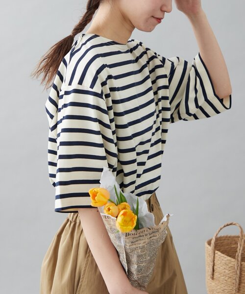 tシャツ 「GEVACO」ボートネック半袖ボーダーTEE レディース メンズ CIAOPANIC TYPY｜【GEVACO】ボートネック半袖ボーダーTEE