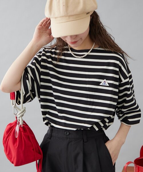 GEVACO（ゲバコ）の「【GEVACO】ボートネック半袖ボーダーTEE（Tシャツ/カットソー・レディース・アイボリー/ブラック/ネイビー・MEDIUM/LARGE）」の20枚目の写真