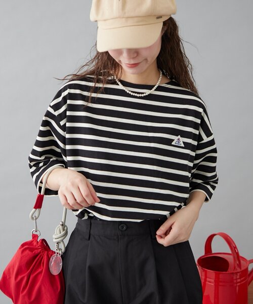 GEVACO（ゲバコ）の「【GEVACO】ボートネック半袖ボーダーTEE（Tシャツ/カットソー・レディース・アイボリー/ブラック/ネイビー・MEDIUM/LARGE）」の21枚目の写真