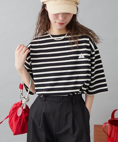 GEVACO（ゲバコ）の「【GEVACO】ボートネック半袖ボーダーTEE（Tシャツ/カットソー・レディース・アイボリー/ブラック/ネイビー・MEDIUM/LARGE）」の22枚目の写真