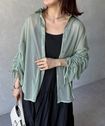 Thevon | 袖シャーリングメッシュシアーシャツ(シャツ/ブラウス)