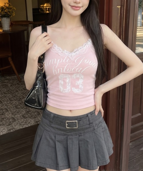 HOOK(フック)の「【HOOK】for girls レーススポーティロゴキャミソール (SS)(キャミソール・レディース・ブラック/ピンク/ホワイト・MEDIUM/SMALL)」の3枚目の写真