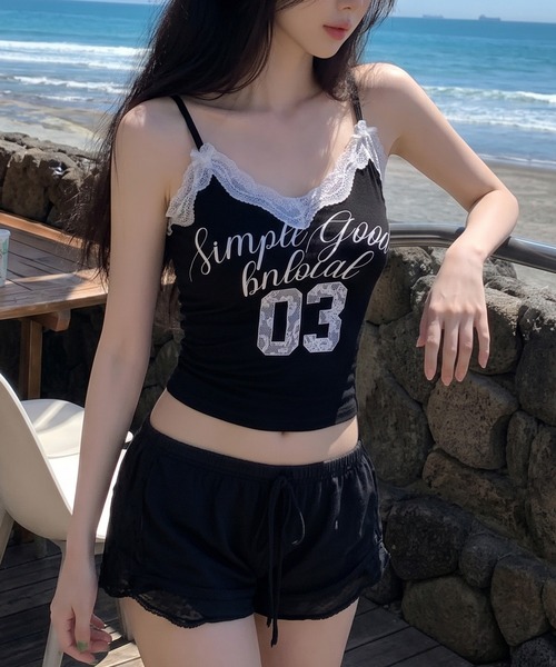 HOOK(フック)の「【HOOK】for girls レーススポーティロゴキャミソール (SS)(キャミソール・レディース・ブラック/ピンク/ホワイト・MEDIUM/SMALL)」の17枚目の写真