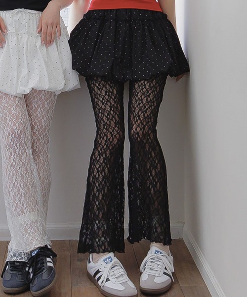 3.3 Field Trip （3.3フィールドトリップ）の「3.3 Field Trip／レースフレアパンツ（その他パンツ・レディース・ブラック/オフホワイト・FREE）」の2枚目の写真