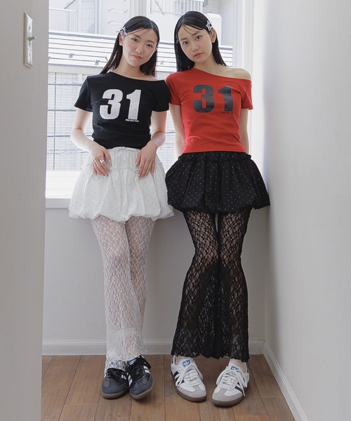 3.3 Field Trip （3.3フィールドトリップ）の「3.3 Field Trip／レースフレアパンツ（その他パンツ・レディース・ブラック/オフホワイト・FREE）」の3枚目の写真