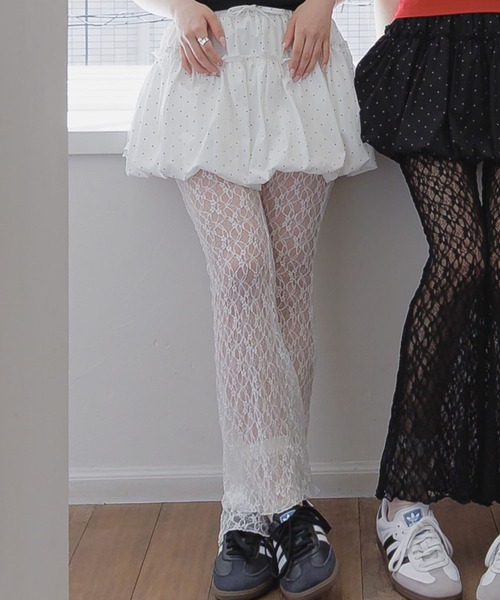 3.3 Field Trip （3.3フィールドトリップ）の「3.3 Field Trip／レースフレアパンツ（その他パンツ・レディース・ブラック/オフホワイト・FREE）」の5枚目の写真