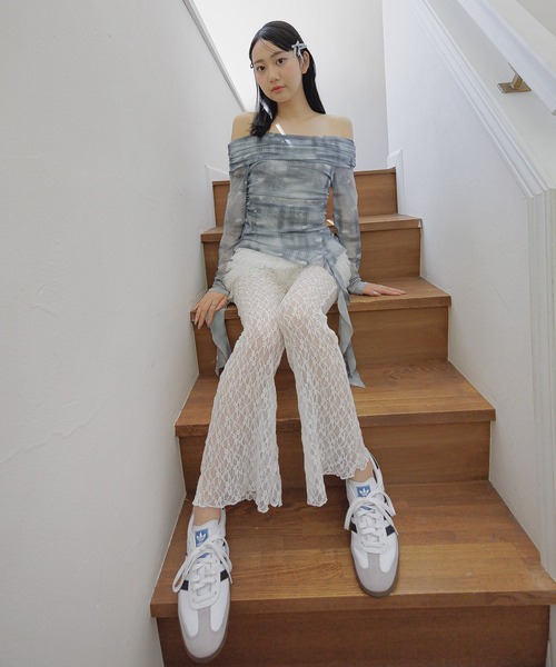 3.3 Field Trip （3.3フィールドトリップ）の「3.3 Field Trip／レースフレアパンツ（その他パンツ・レディース・ブラック/オフホワイト・FREE）」の8枚目の写真