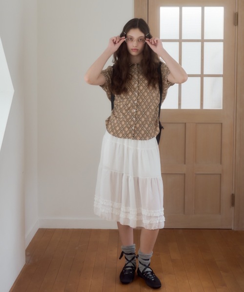 Birthday room(バースデイルーム)の「チェック柄丸襟ブラウス/checkered round-neck blouse(シャツ/ブラウス・レディース・ブラウン/ベージュ・FREE)」の12枚目の写真