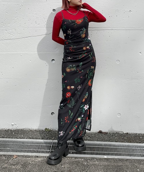 セール】【jiasecond.】ボタニカルプリントキャミソールロング