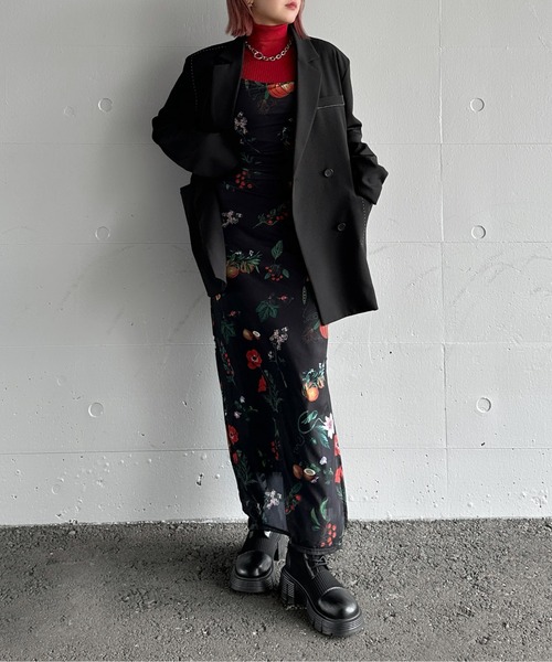 jiasecond.】ボタニカルプリントキャミソールロングワンピース