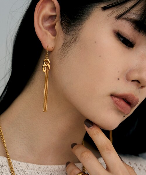 ピアス　No.4399 シルバー カーブチェーンモチーフフリンジピアス GP（ピアス（両耳用