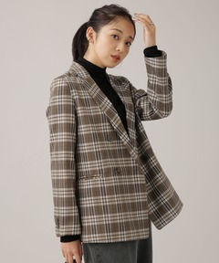 【TINA:JOJUN】チェックショートジャケット TINA：JOJUN ジャケット ブルゾン チェック ショートジャケット