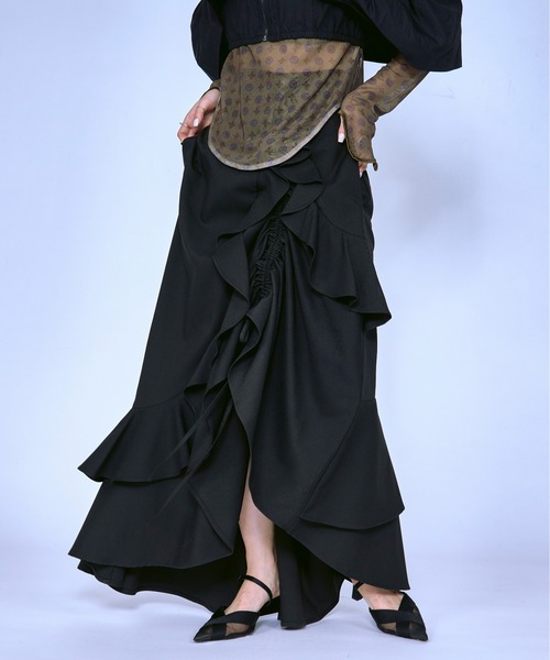 Ezick（エジック）の「Asymmetry Waltz ドロストフレアスカート（スカート・レディース・ブラック/グレー・FREE）」の7枚目の写真