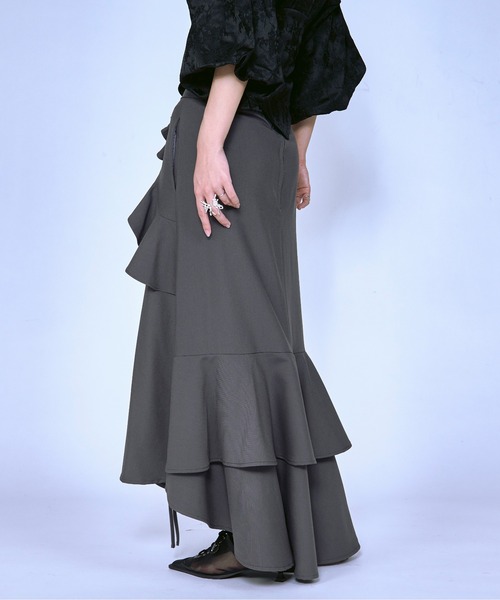 Ezick（エジック）の「Asymmetry Waltz ドロストフレアスカート（スカート・レディース・ブラック/グレー・FREE）」の22枚目の写真