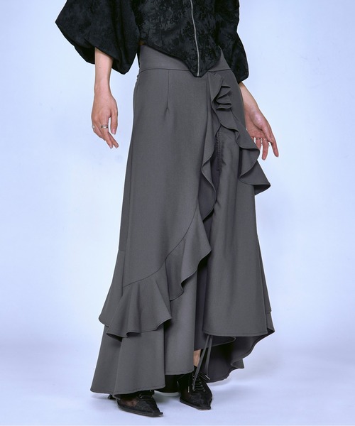 Ezick（エジック）の「Asymmetry Waltz ドロストフレアスカート（スカート・レディース・ブラック/グレー・FREE）」の19枚目の写真