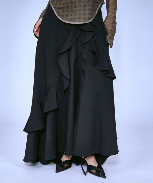 Ezick（エジック）の「Asymmetry Waltz ドロストフレアスカート（スカート・レディース・ブラック/グレー・FREE）」の6枚目の写真