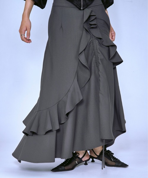 Ezick（エジック）の「Asymmetry Waltz ドロストフレアスカート（スカート・レディース・ブラック/グレー・FREE）」の17枚目の写真