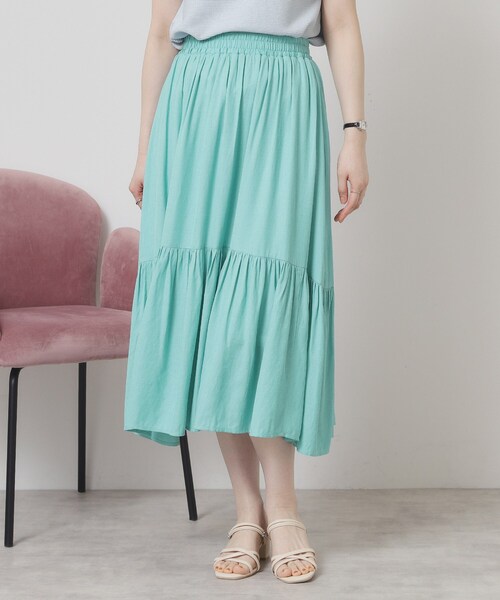 ITS'DEMO（イッツデモ）の「【ウエストゴム／手洗い可】強撚スラブスカート（スカート・レディース・オフホワイト/ブラック/ブルーグリーン/ピンク系・00）」の3枚目の写真