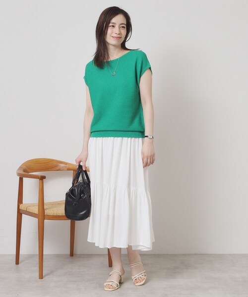 ITS'DEMO（イッツデモ）の「【ウエストゴム／手洗い可】強撚スラブスカート（スカート・レディース・オフホワイト/ブラック/ブルーグリーン/ピンク系・00）」の6枚目の写真