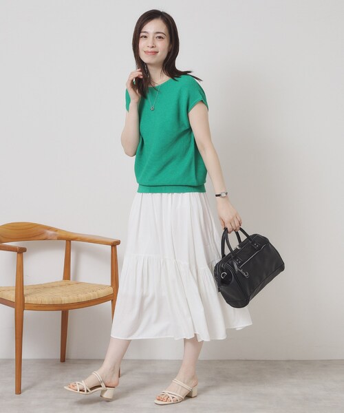 ITS'DEMO（イッツデモ）の「【ウエストゴム／手洗い可】強撚スラブスカート（スカート・レディース・オフホワイト/ブラック/ブルーグリーン/ピンク系・00）」の7枚目の写真
