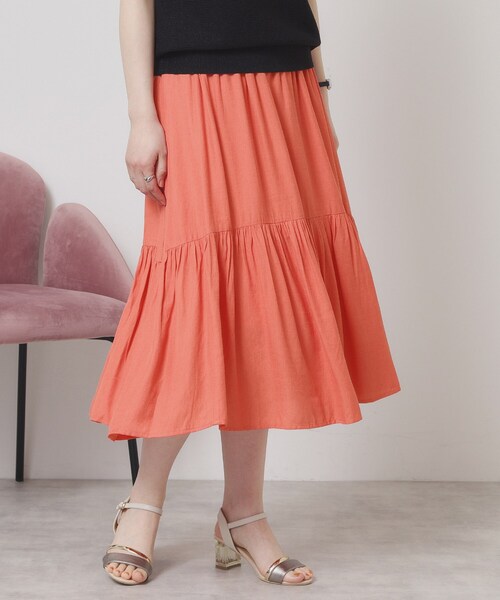 ITS'DEMO（イッツデモ）の「【ウエストゴム／手洗い可】強撚スラブスカート（スカート・レディース・オフホワイト/ブラック/ブルーグリーン/ピンク系・00）」の13枚目の写真