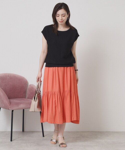 ITS'DEMO（イッツデモ）の「【ウエストゴム／手洗い可】強撚スラブスカート（スカート・レディース・オフホワイト/ブラック/ブルーグリーン/ピンク系・00）」の14枚目の写真