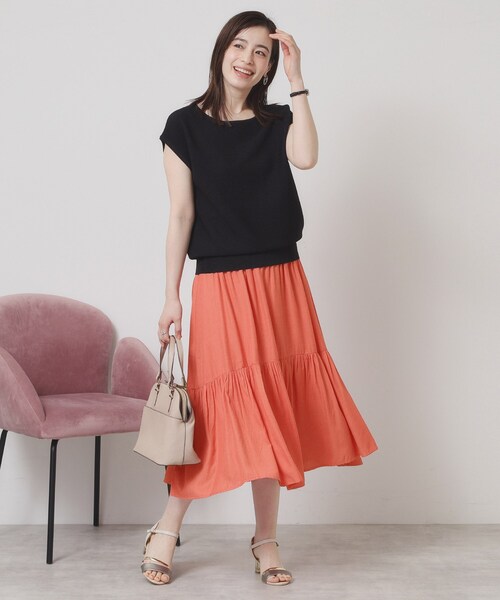 ITS'DEMO（イッツデモ）の「【ウエストゴム／手洗い可】強撚スラブスカート（スカート・レディース・オフホワイト/ブラック/ブルーグリーン/ピンク系・00）」の15枚目の写真