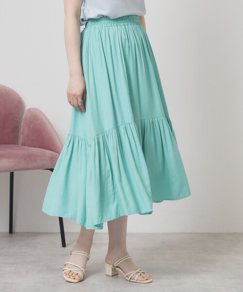 ITS'DEMO（イッツデモ）の「【ウエストゴム／手洗い可】強撚スラブスカート（スカート・レディース・オフホワイト/ブラック/ブルーグリーン/ピンク系・00）」の17枚目の写真