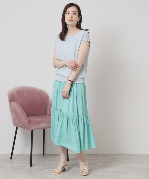 ITS'DEMO（イッツデモ）の「【ウエストゴム／手洗い可】強撚スラブスカート（スカート・レディース・オフホワイト/ブラック/ブルーグリーン/ピンク系・00）」の18枚目の写真