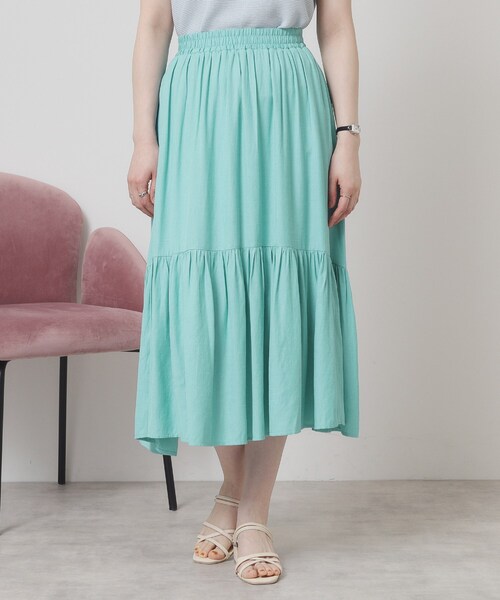 ITS'DEMO（イッツデモ）の「【ウエストゴム／手洗い可】強撚スラブスカート（スカート・レディース・オフホワイト/ブラック/ブルーグリーン/ピンク系・00）」の21枚目の写真