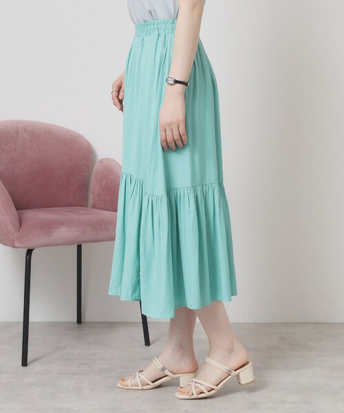 ITS'DEMO（イッツデモ）の「【ウエストゴム／手洗い可】強撚スラブスカート（スカート・レディース・オフホワイト/ブラック/ブルーグリーン/ピンク系・00）」の22枚目の写真