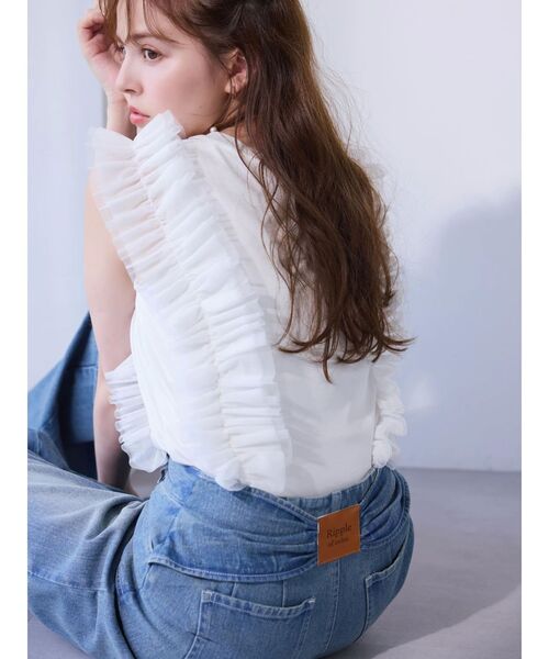 dazzlin(ダズリン)の「フリルギャザードッキングカットソー(Tシャツ/カットソー・レディース・ブラック/オフホワイト/ピンク・FREE)」の22枚目の写真