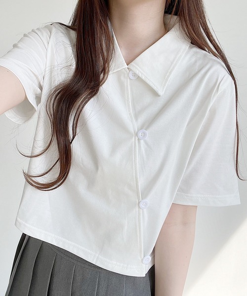 セール】アシンメトリーデザイントップス（Tシャツ/カットソー