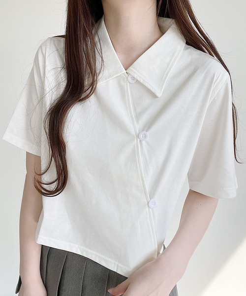Nana(ナナ)の「アシンメトリーデザイントップス(Tシャツ/カットソー・レディース・ブラック/ホワイト・FREE)」の5枚目の写真