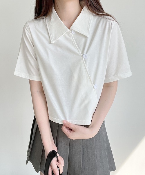 Nana(ナナ)の「アシンメトリーデザイントップス(Tシャツ/カットソー・レディース・ブラック/ホワイト・FREE)」の6枚目の写真