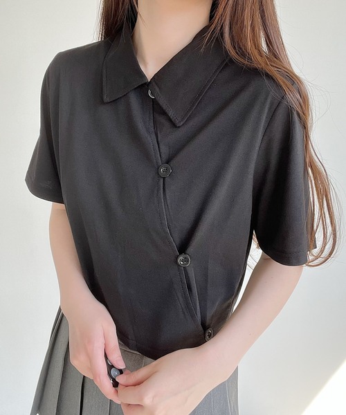 Nana(ナナ)の「アシンメトリーデザイントップス(Tシャツ/カットソー・レディース・ブラック/ホワイト・FREE)」の9枚目の写真