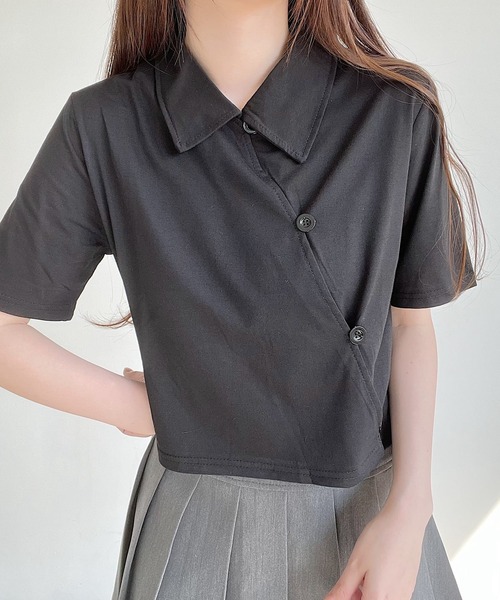 Nana(ナナ)の「アシンメトリーデザイントップス(Tシャツ/カットソー・レディース・ブラック/ホワイト・FREE)」の10枚目の写真