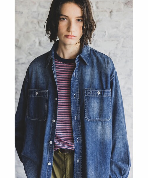 BEAMS PLUS(ビームスプラス)の「8オンス デニム ワークシャツ(シャツ/ブラウス・メンズ・インディゴブルー/ブルー・S/XL/L/M)」の3枚目の写真