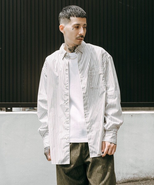 Subciety(サブサエティ)の「Supima cotton stripe shirt(シャツ/ブラウス・メンズ・ホワイト/グリーン/ブルー・MEDIUM/SMALL/X-LARGE/LARGE)」の22枚目の写真