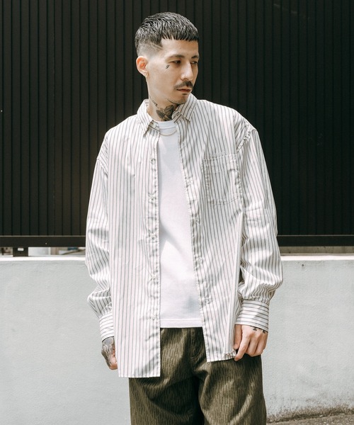 Subciety(サブサエティ)の「Supima cotton stripe shirt(シャツ/ブラウス・メンズ・ホワイト/グリーン/ブルー・MEDIUM/SMALL/X-LARGE/LARGE)」の16枚目の写真